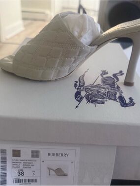 Burberry Plaster Quilted Open-Toe Stiletto Mules